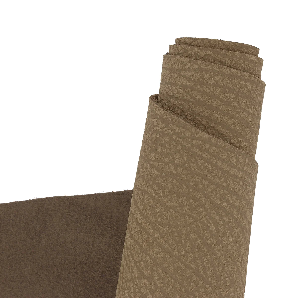 Cuir nubuck taupe au motif écorce d'arbre. Cuir doux et original idéal pour la création de maroquinerie, accessoire et décoration
