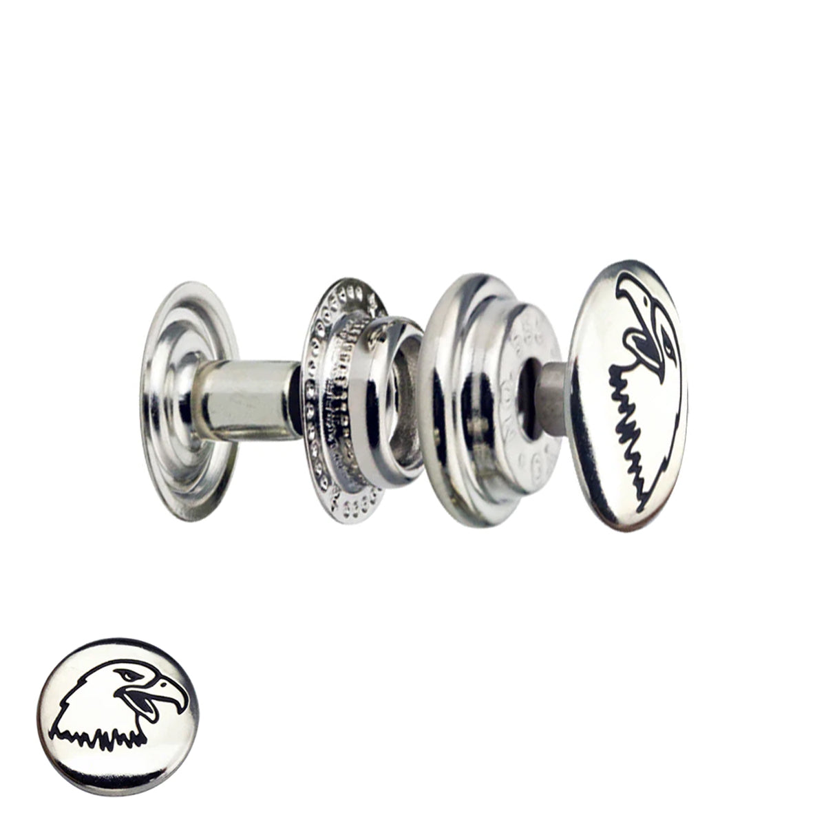 Lot De 10 Boutons Pression Aigle En Acier Nickelé - Taille LINE 24 (15mm)