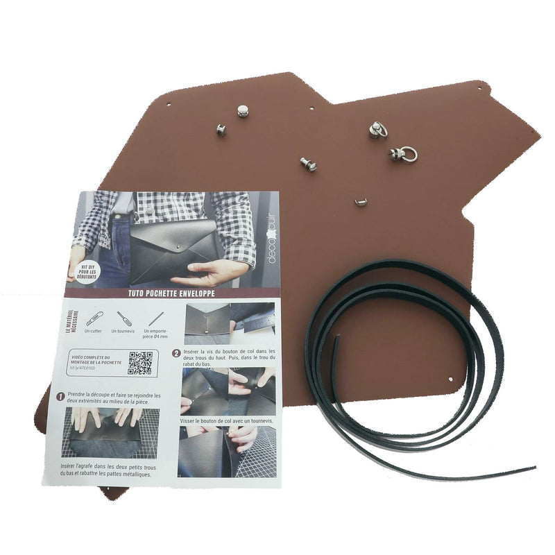 Kit DIY - Pochette ENVELOPPE en cuir avec accessoires