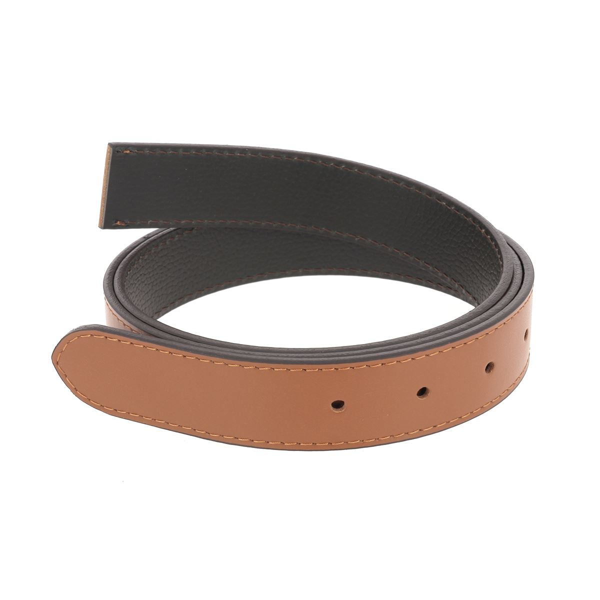 Ceinture cousue en cuir de croupon tannage végétal 30mm - MARRON