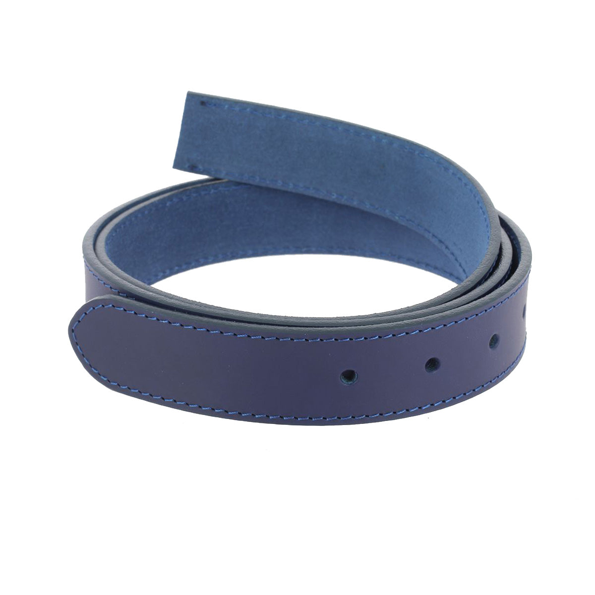 Ceinture cousue en cuir de croupon tannage végétal 30mm - BLEU