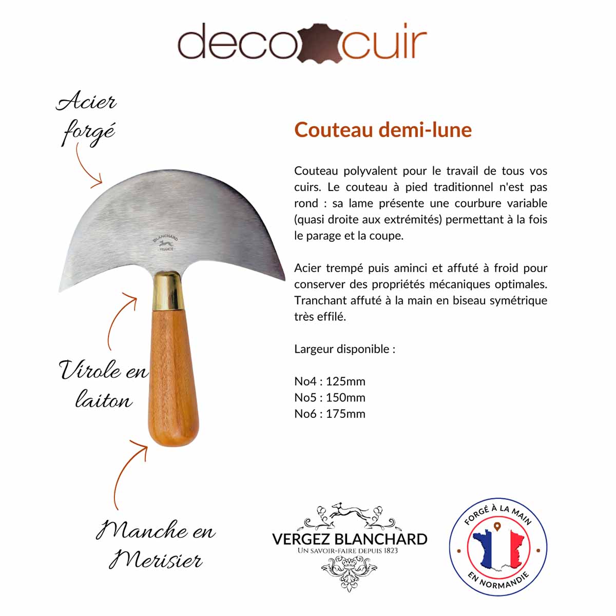 Couteau pour le travail du cuir - Vergez Blanchard - Fait en France