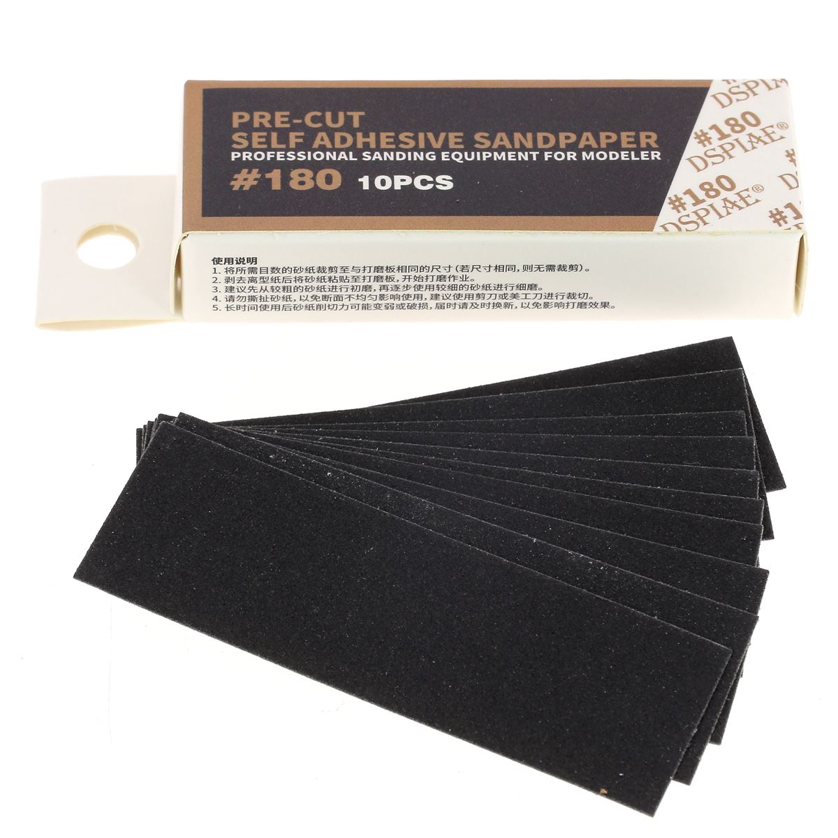 Boite de 10 feuilles de papier de verre 25x75mm - Grain 180