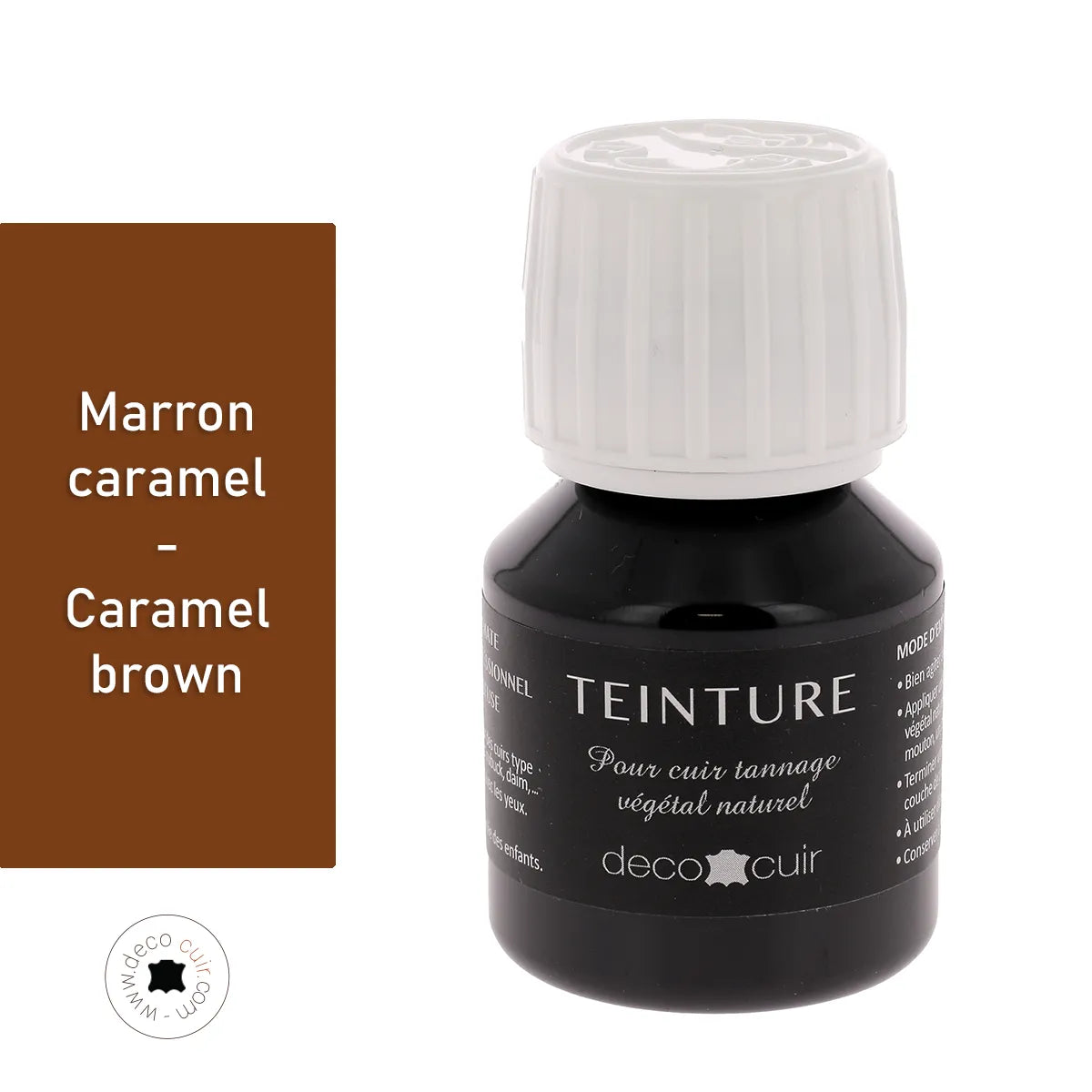 Teinture pour cuir base aqueuse - MARRON CARAMEL - 60 ml