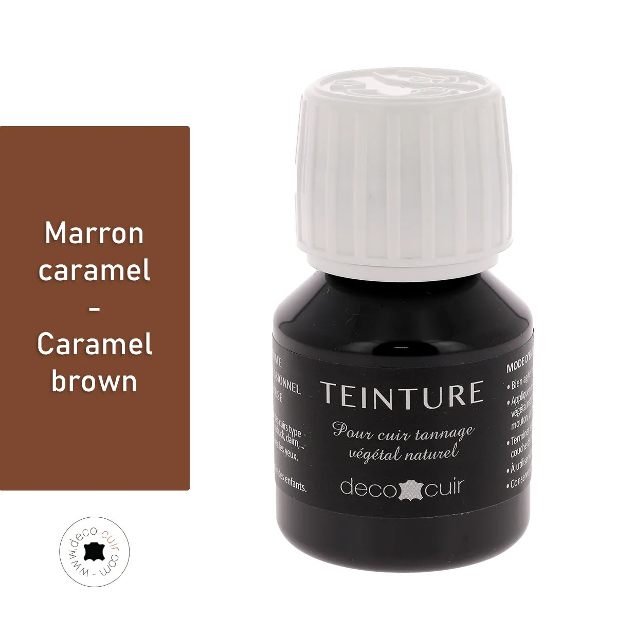 Teinture pour cuir base aqueuse - MARRON CARAMEL - 60 ml