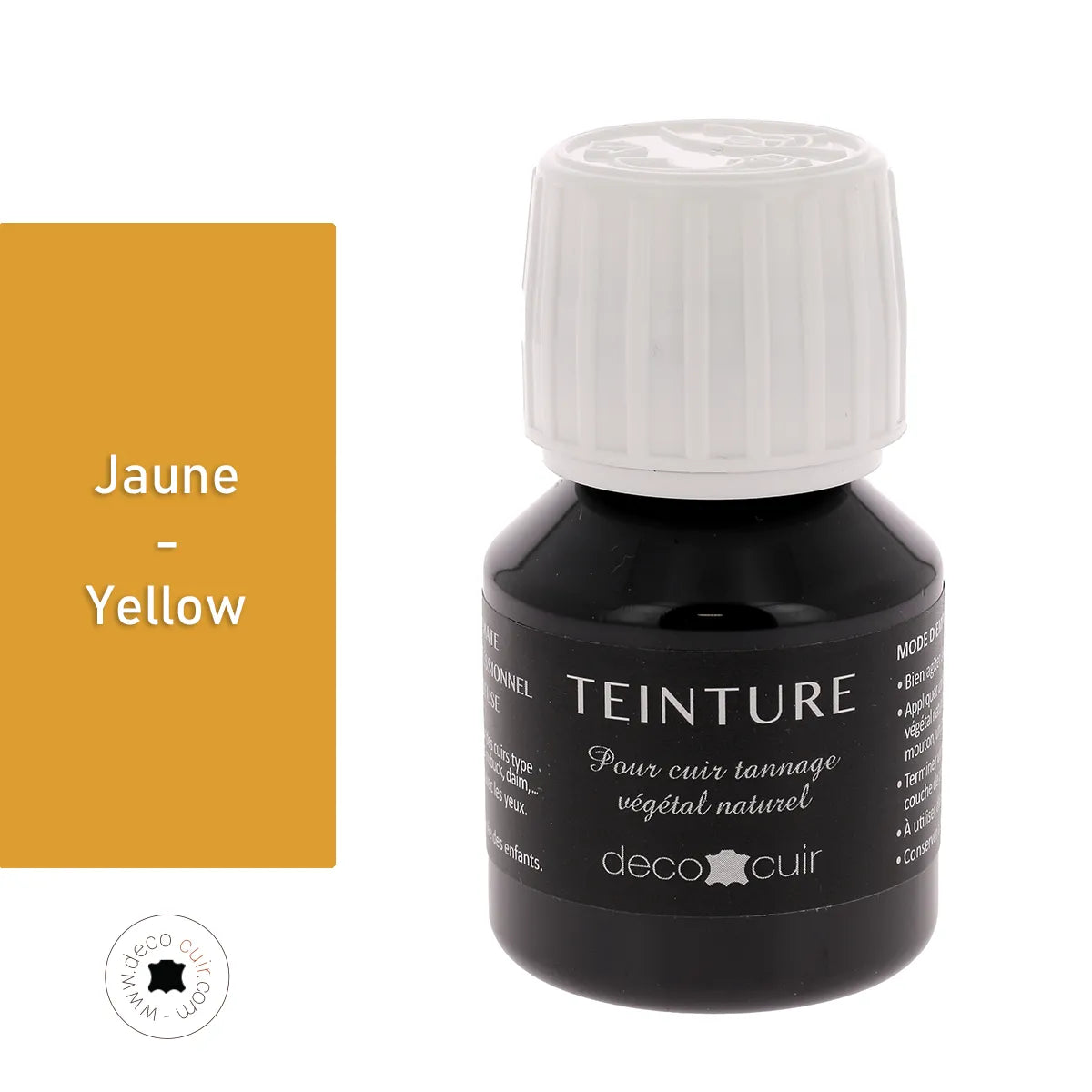 Teinture cuir JAUNE - 60 ml - Deco Cuir