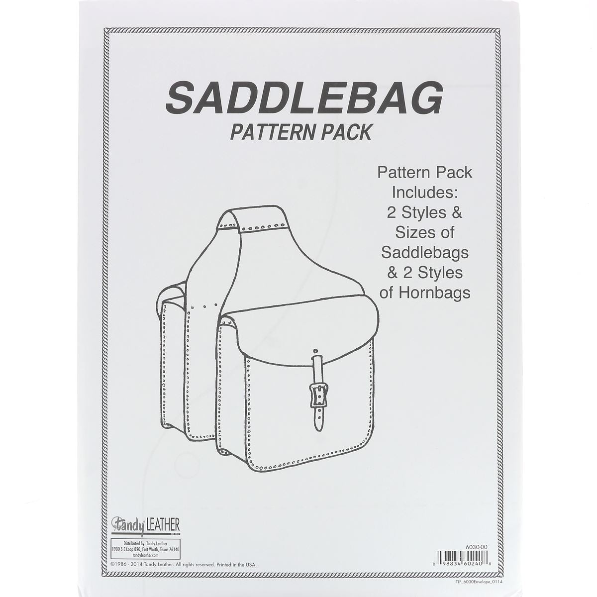 Patrons pour sacoche de moto en cuir - Tandy Leather 6030-00 - Saddlebag pattern pack