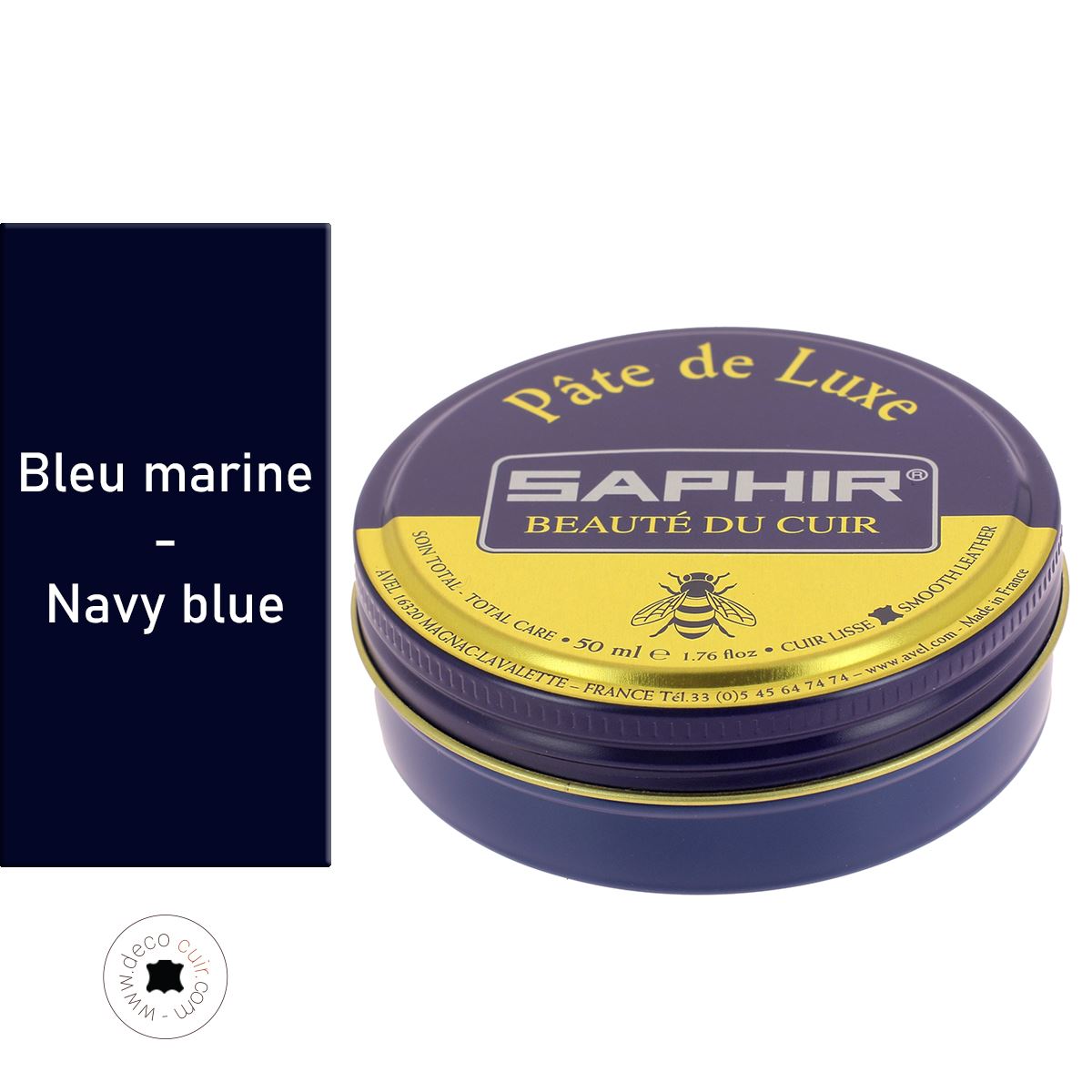 Luxury paste shoe polish SAPHIR NAVY BLUE Gold Medal 1925 Deco Cuir