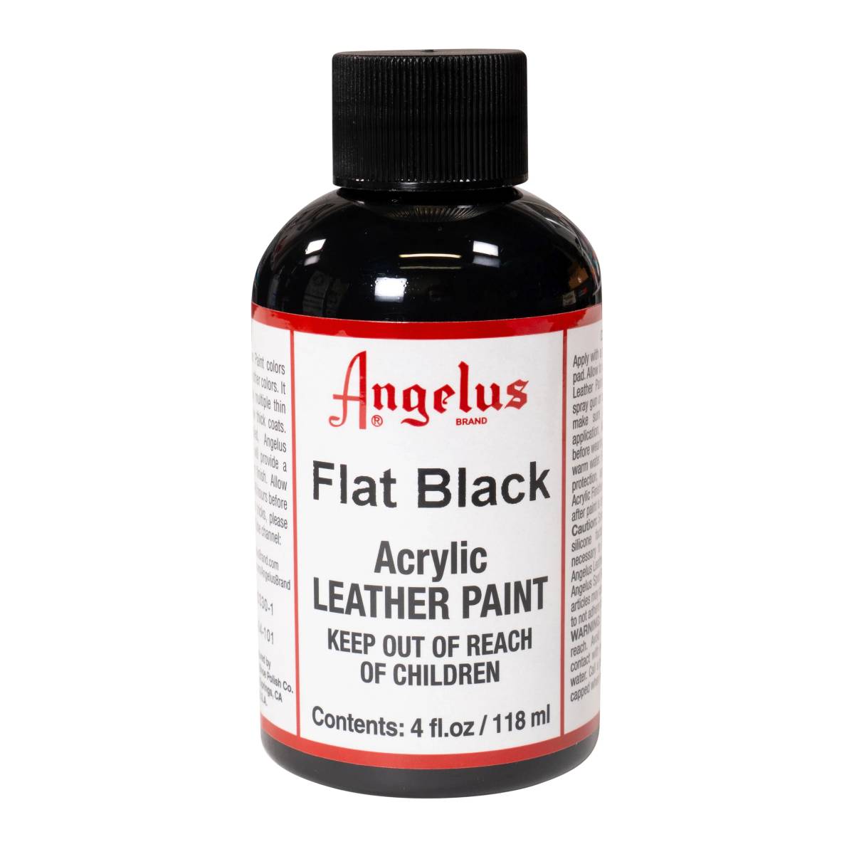 Peinture cuir acrylique - Angelus - Standard - 118ml - Flat black / Noi mat