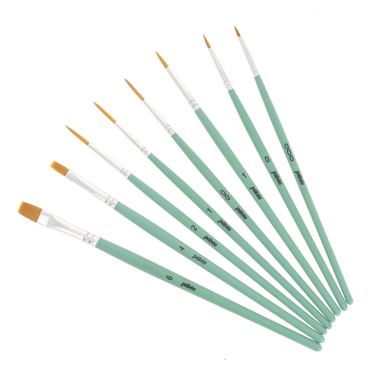 8 pinceaux polyamide doré pour acrylique fluide - Poils synthétiques souples - Pébéo 952302