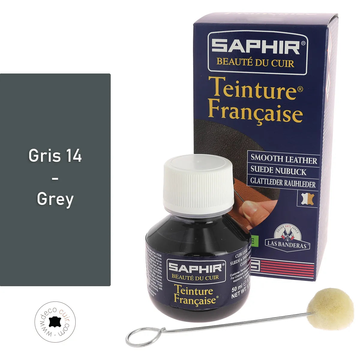 Saphir Teinture Française cuir - Gris