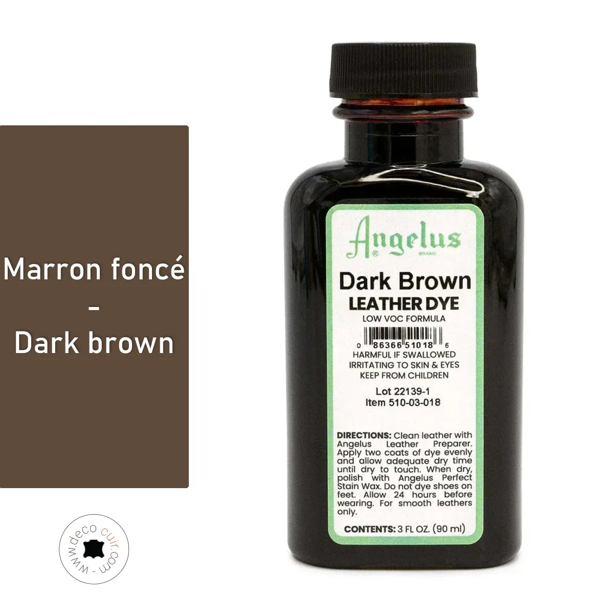 Teinture pour cuir Angelus à faible teneur en COV marron foncé