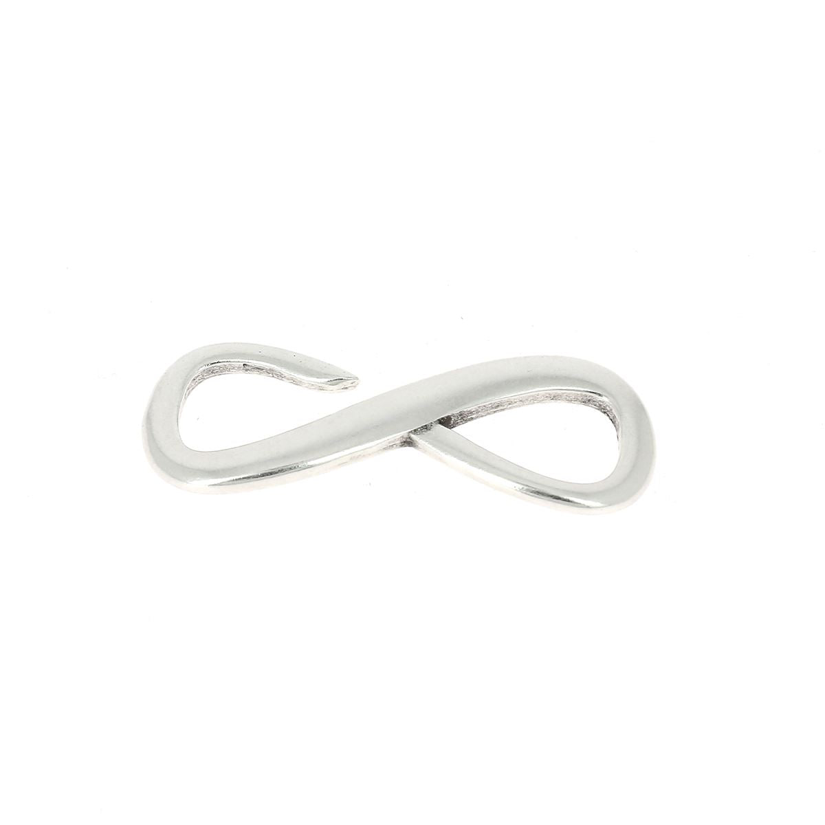 Fermoir bijou crochet - INFINI - Lacet plat 5mm - ARGENT VIEILLI