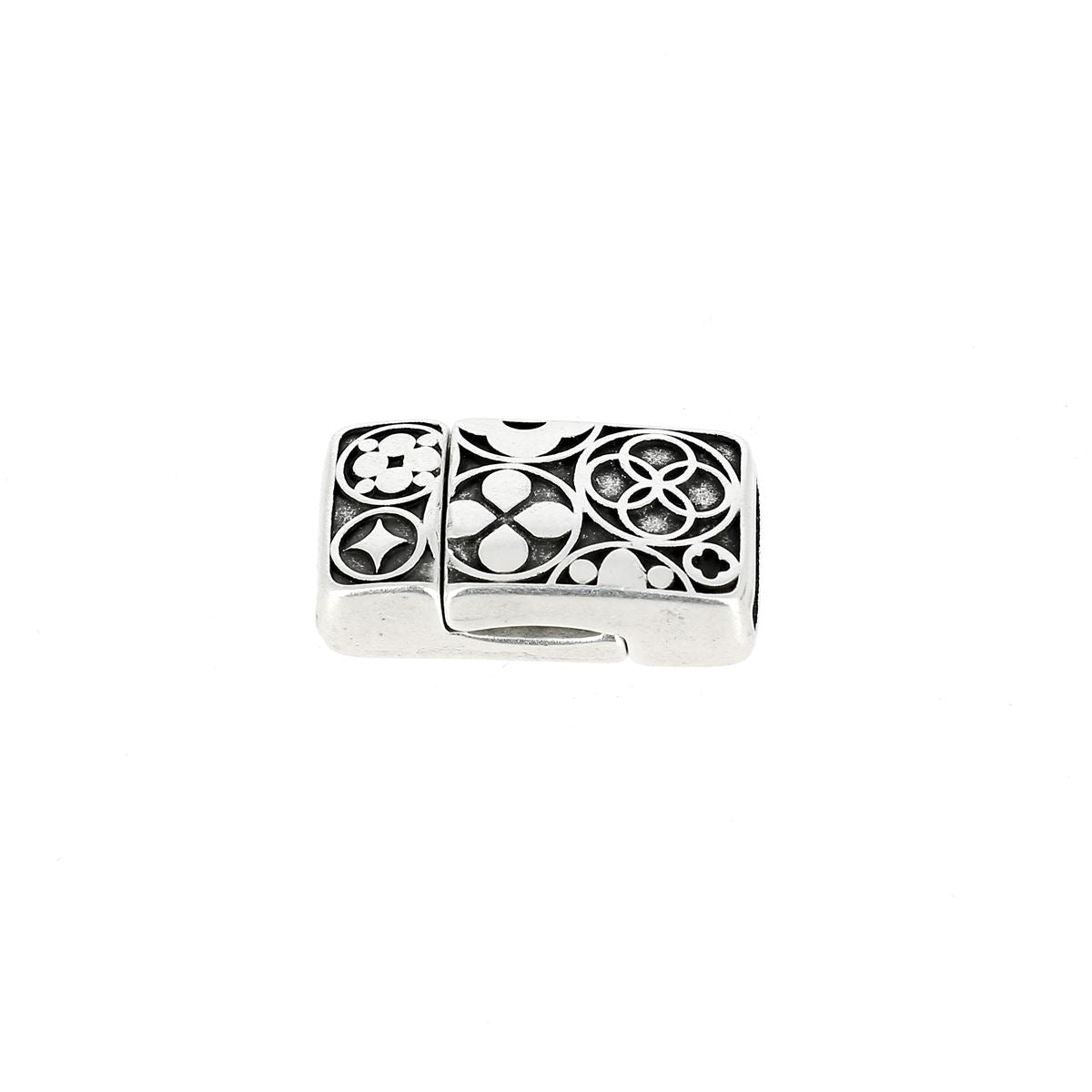 Fermoir bijou aimanté - DIANE - Lacet plat 10mm - ARGENT VIEILLI
