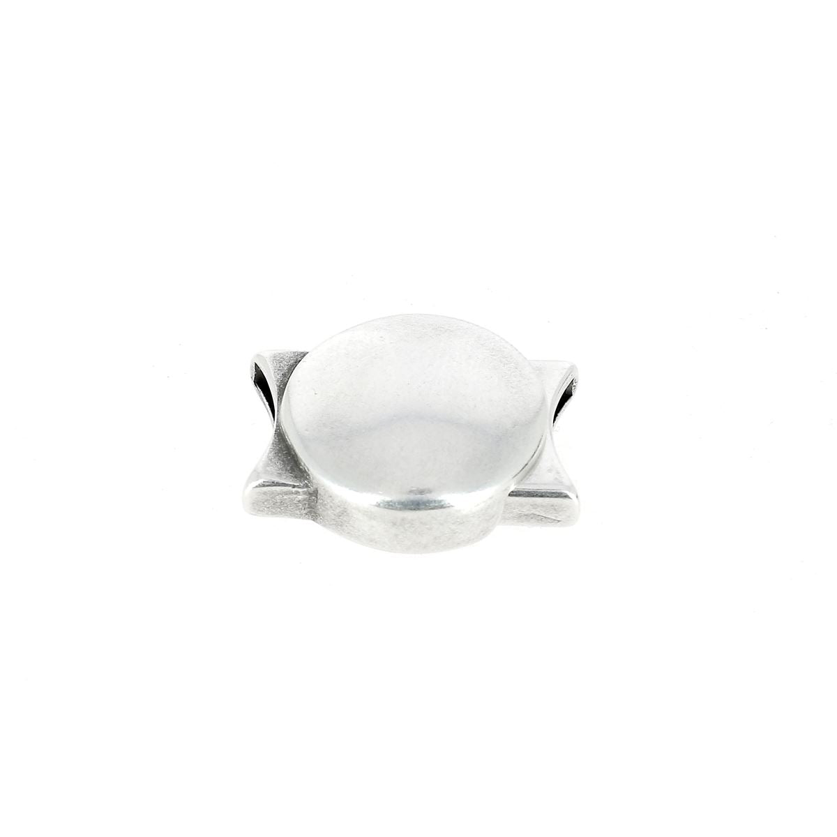 Fermoir bijou aimanté - ROND - Lacet plat 10mm - ARGENT VIEILLI