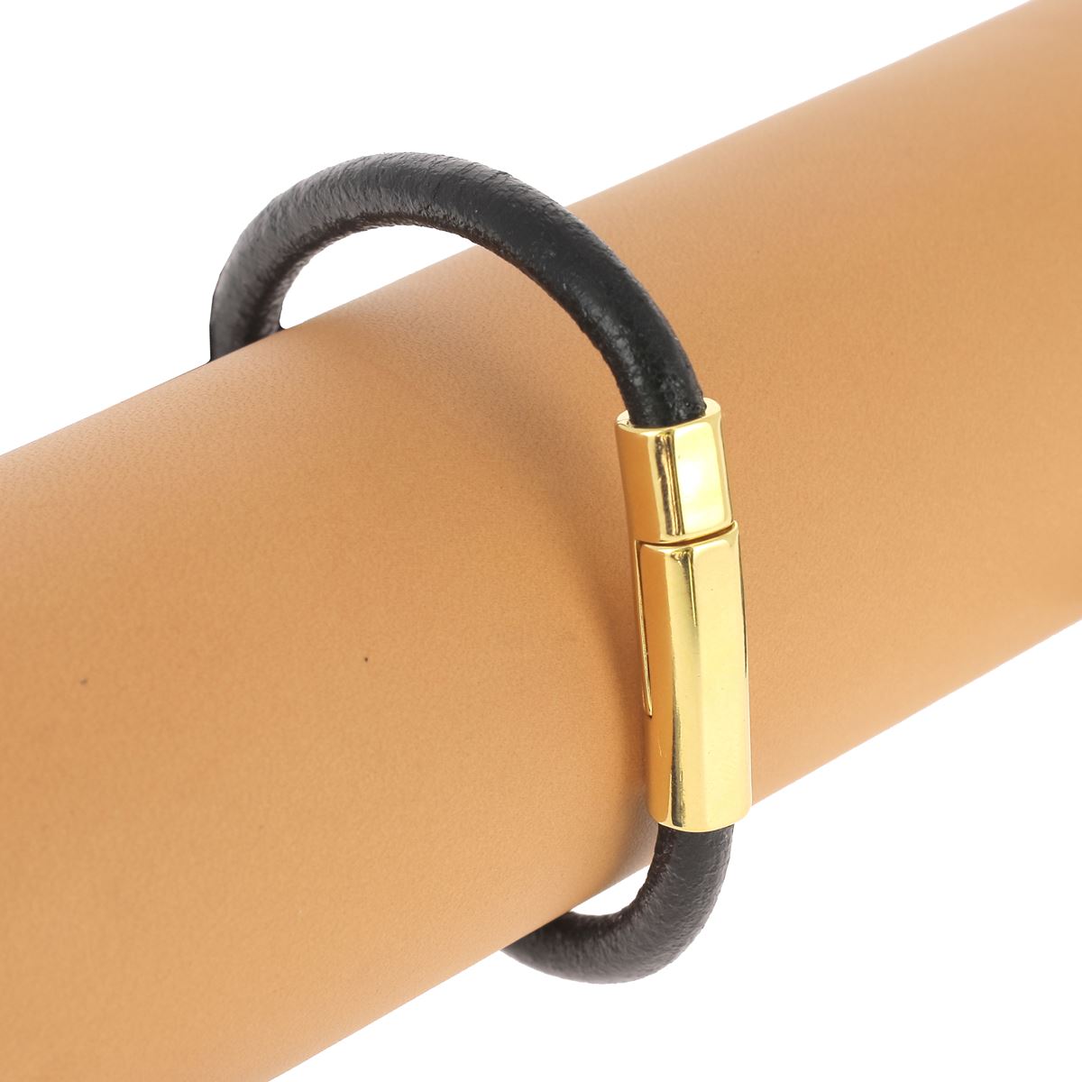 Fermoir bijou aimanté - TUBE - Lacet rond 5mm - DORÉ LUXE