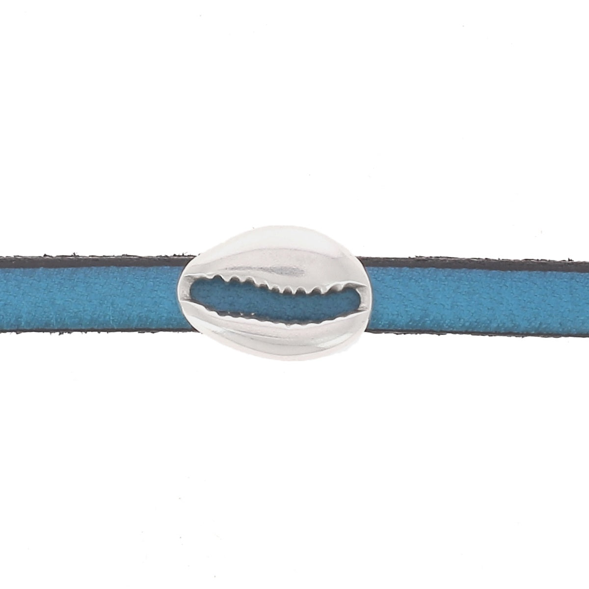 Coulissant COQUILLAGE - Lacet plat 5mm - ARGENT VIEILLI