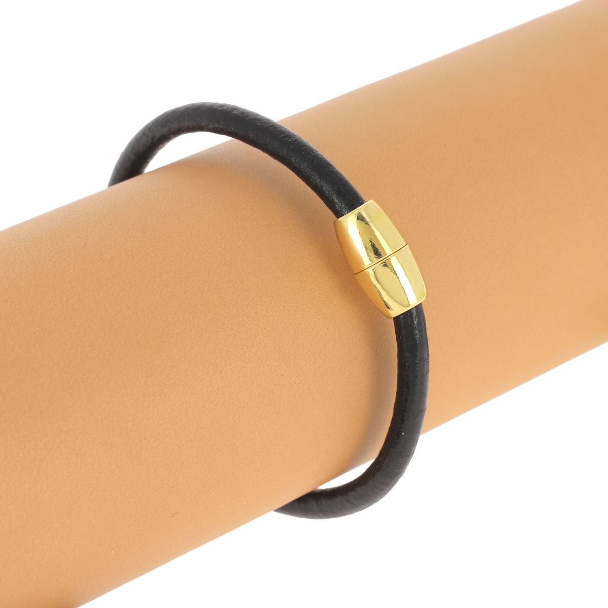 Fermoir bijou aimanté - CYLINDRE - Lacet rond 4mm - DORÉ LUXE