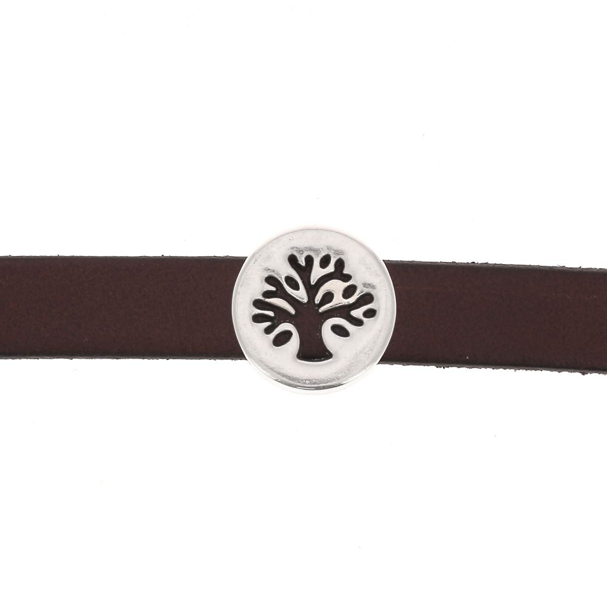 Perle passant ARBRE pour bracelet en cuir de 10 mm de large