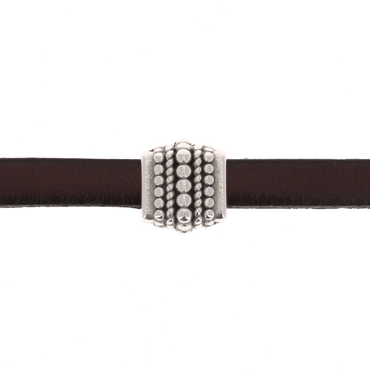 Perle passant ethnique pour bracelet en cuir de 5 mm de large