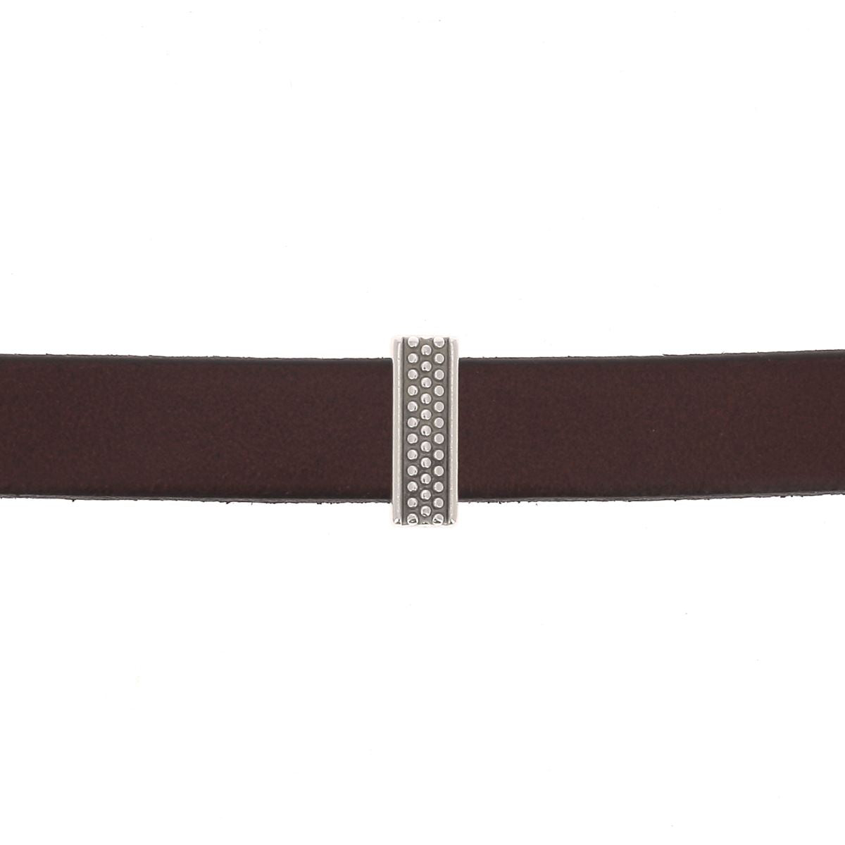 Perle passant rectangle avec points pour bracelet en cuir de 10 mm de large