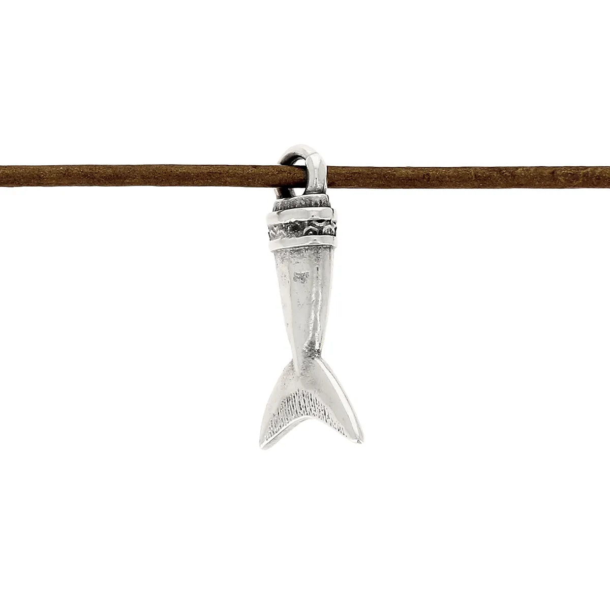 Breloque pendentif QUEUE DE POISSON pour Lacet rond Ø 3mm - ARGENT VIEILLI