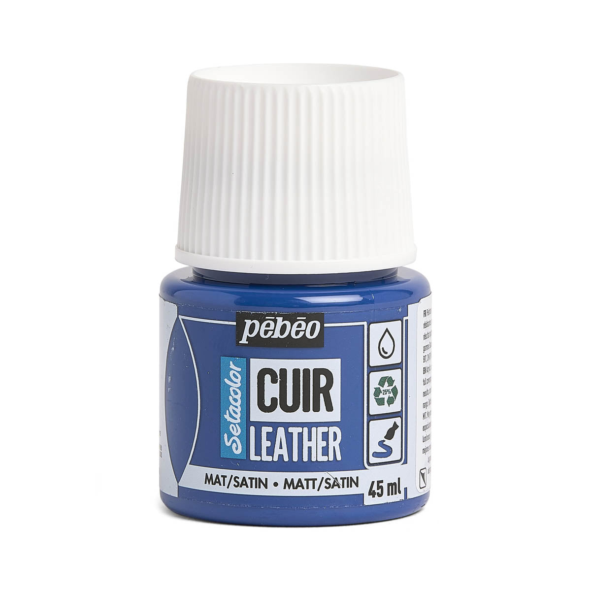 Peinture acrylique à base d'eau pour cuir - Setacolor Cuir - Pébéo - Mat / Satin Bleu ultramarin 295612