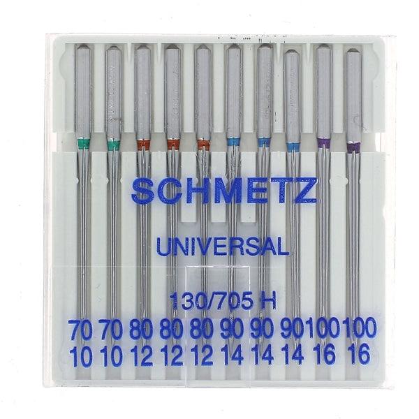 Lot de 10 aiguilles UNIVERSELLES pour machine à coudre - Assortiment n°70 à 100 - Schmetz