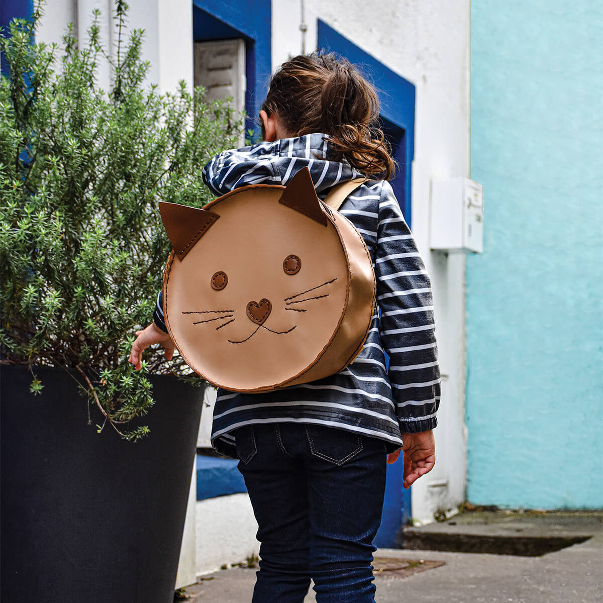 cat backpack leather Sewing pattern Cat leather backpack for kids