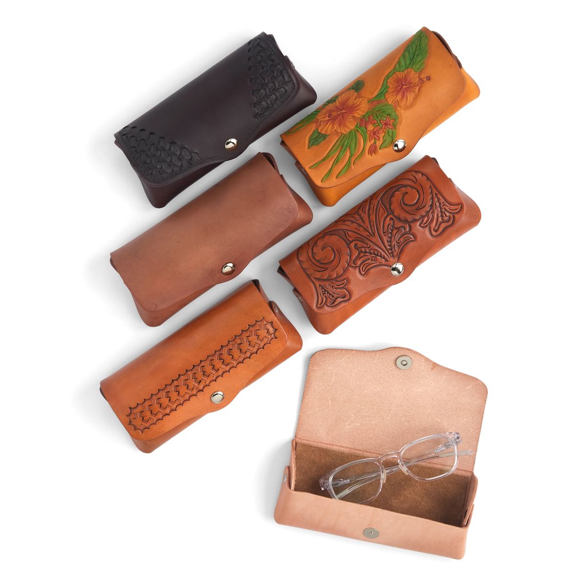 Étui à Lunettes En Cuir Véritable Lakeland - Poches Multiples - Fermeture Bouton-pression - Couleurs Assorties Étui à Lunettes En Cuir Véritable Lakeland - Poches Multiples - Fermeture Bouton-pression - Couleurs Assorties