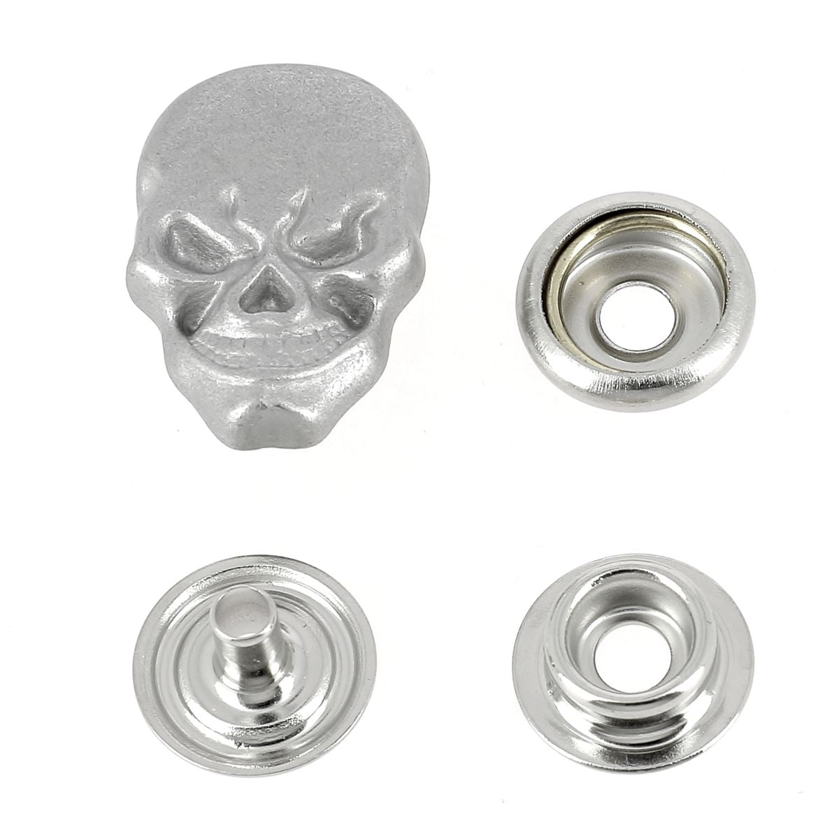 Skull snap button - OLD NICKEL - TANDY LEATHER - LINE 24: 15 mm