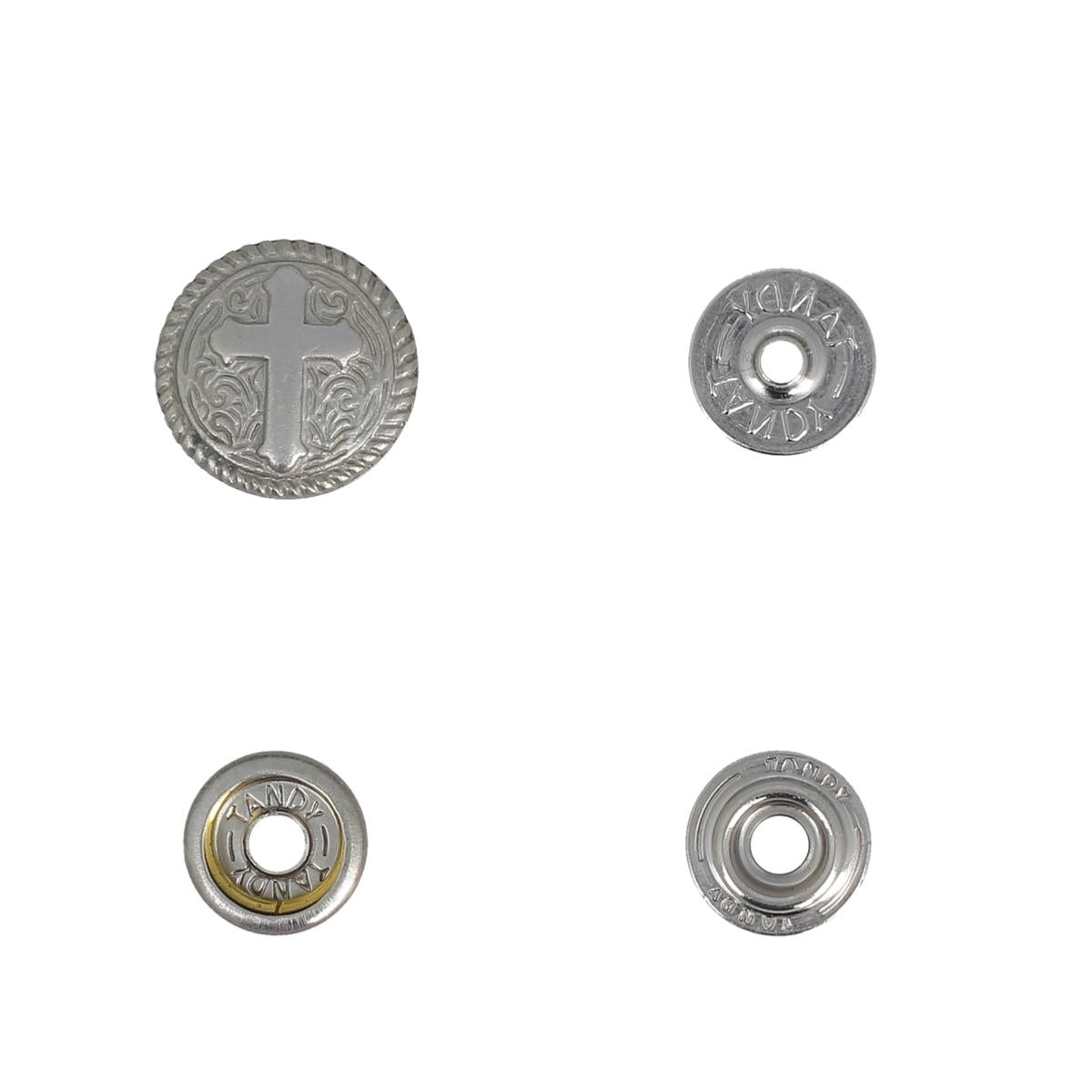 Cross snap button - OLD NICKEL - TANDY LEATHER - LINE 24: 15 mm