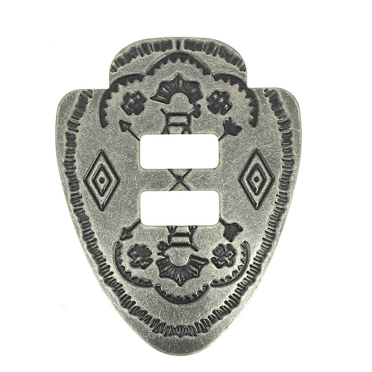 4 Rosettes/conchos En Cuir Bride Chocolat - Taches Nickel, Diamètre 1.5