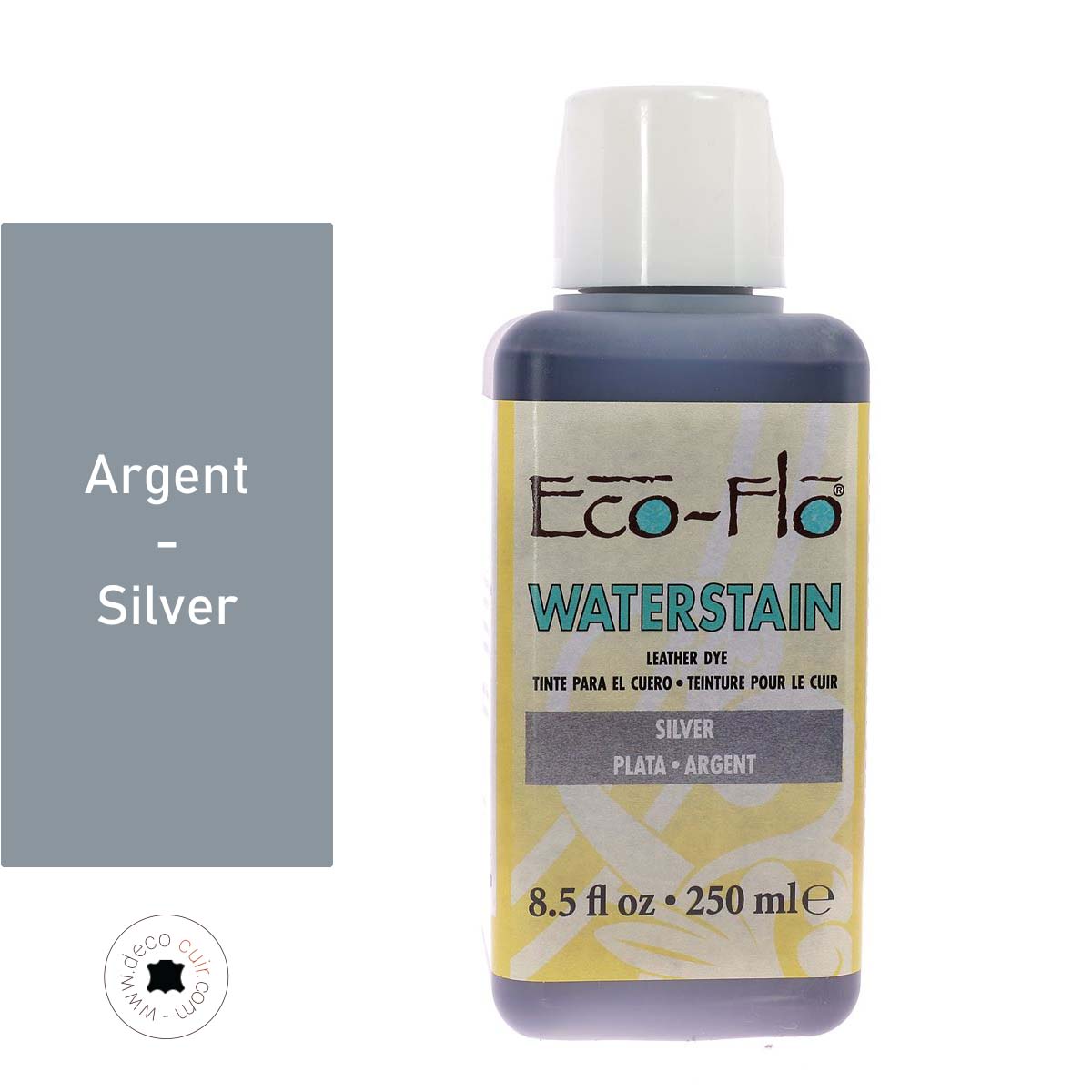 Additif pour teinture Eco-Flo Waterstain - 250ml - ARGENT | Deco Cuir Additif pour teinture Eco-Flo Waterstain - 250ml - ARGENT | Deco Cuir