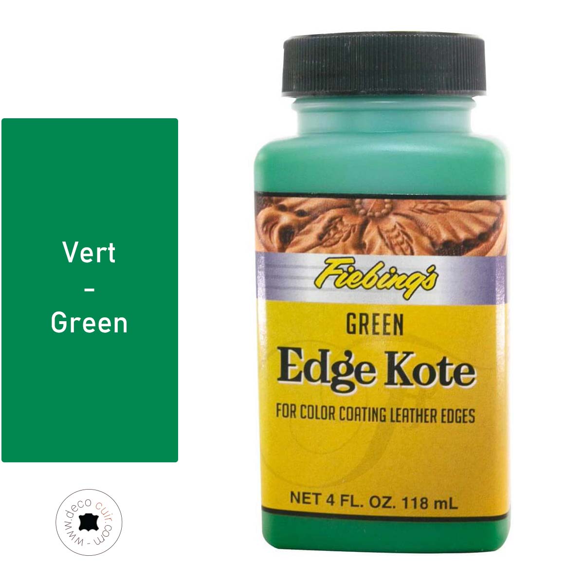 WA070-210-Finition-de-tranche-pour-cuir-Fiebing-s-edge-kote-118ml-VERT / GREEN