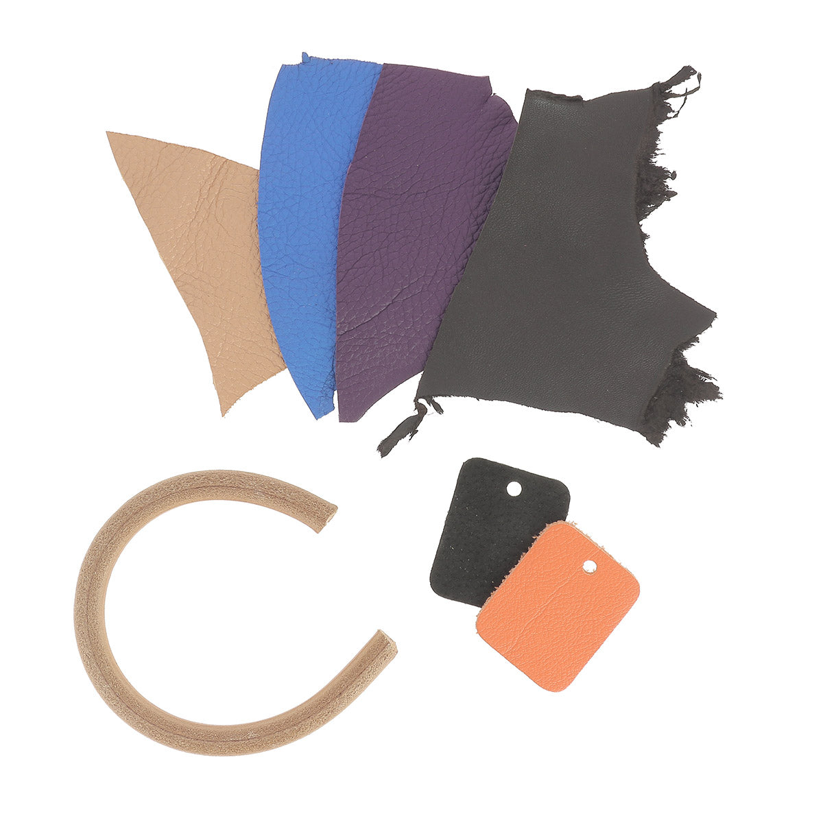 Échantillons de cuir Deco Cuir, collection de 7 échantillons pour choisir le cuir idéal, visibles en image.