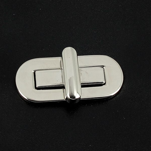 Fermoir tourniquet - NICKELÉ - 40x18 mm - Deco Cuir