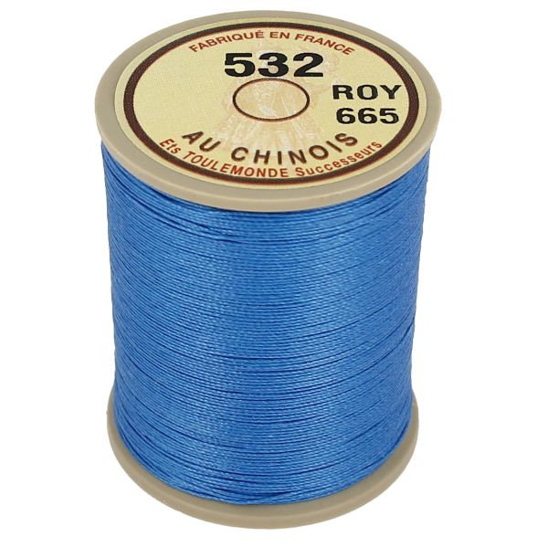 Bobine de 250m de fil de lin au chinois câblé glacé - 532 Bleu roy 665 - Deco Cuir