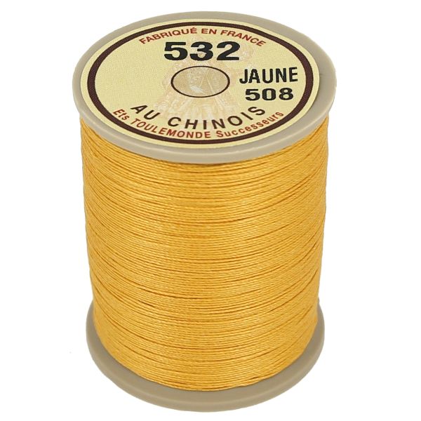 Bobine de 250m de fil de lin au chinois câblé glacé - 532 Jaune 508 - Deco Cuir