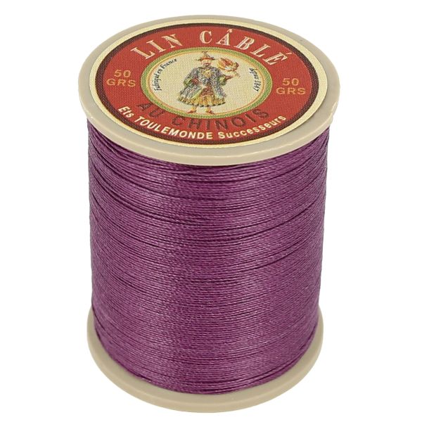 Bobine de 200m de fil de lin au chinois câblé glacé - 432 Violet 218 - Deco Cuir