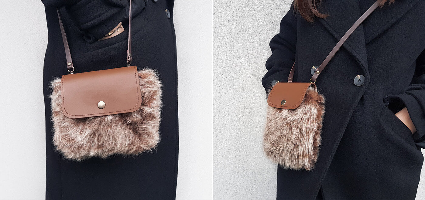 pochette cuir mouton lainée