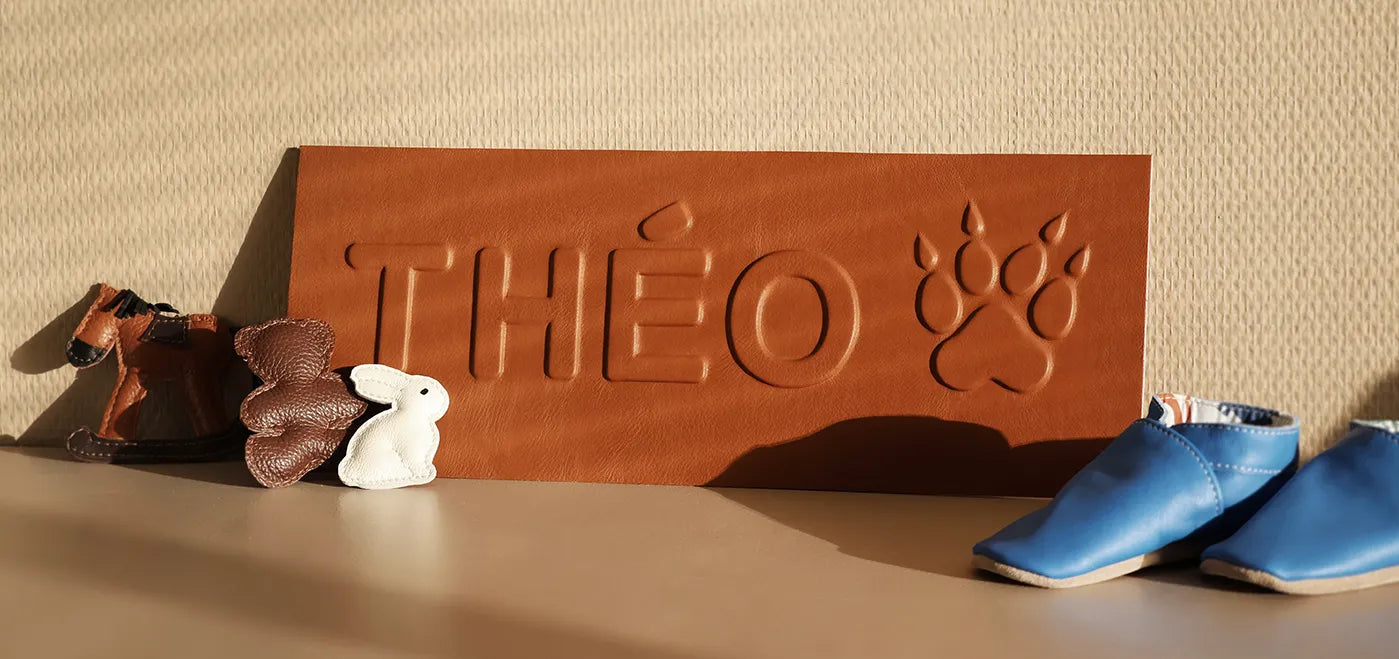 Pancarte en cuir personnalisé