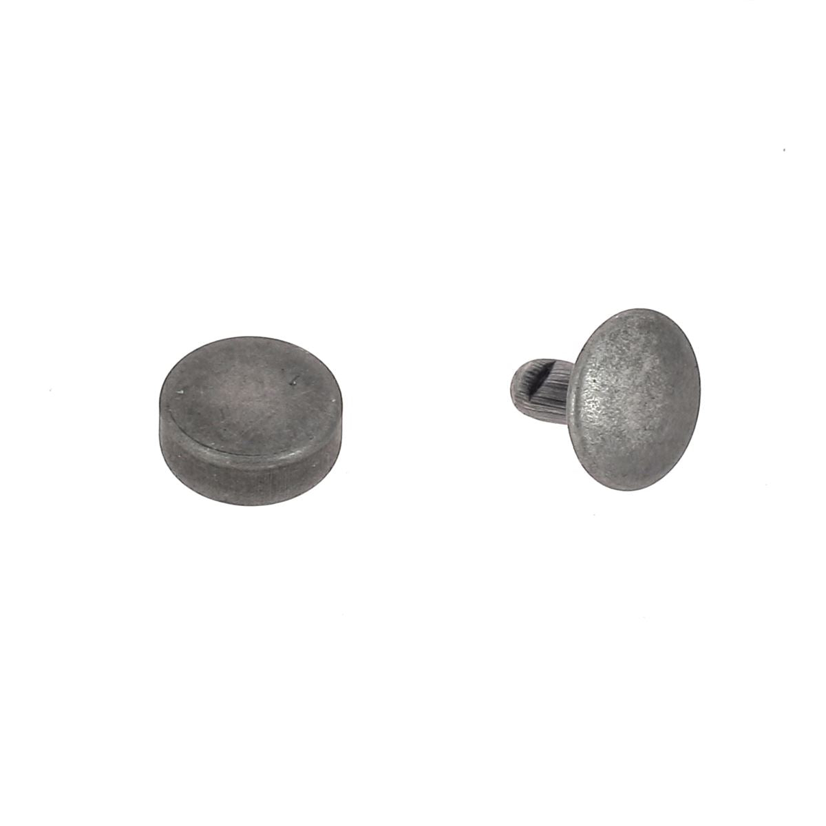 Lot de 100 moyens rivets DOUBLE CALOTTE en acier - Tête plate - 9mm - Vieux nickel