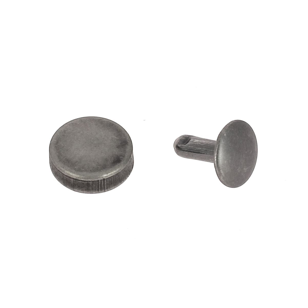 Lot de 100 rivets double calotte - Tête plate - 11mm - Vieux nickel