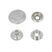 Bouton pression Diablo VIEUX NICKEL Line 24 de 15mm, accessoire en métal pour couture et customisation.
