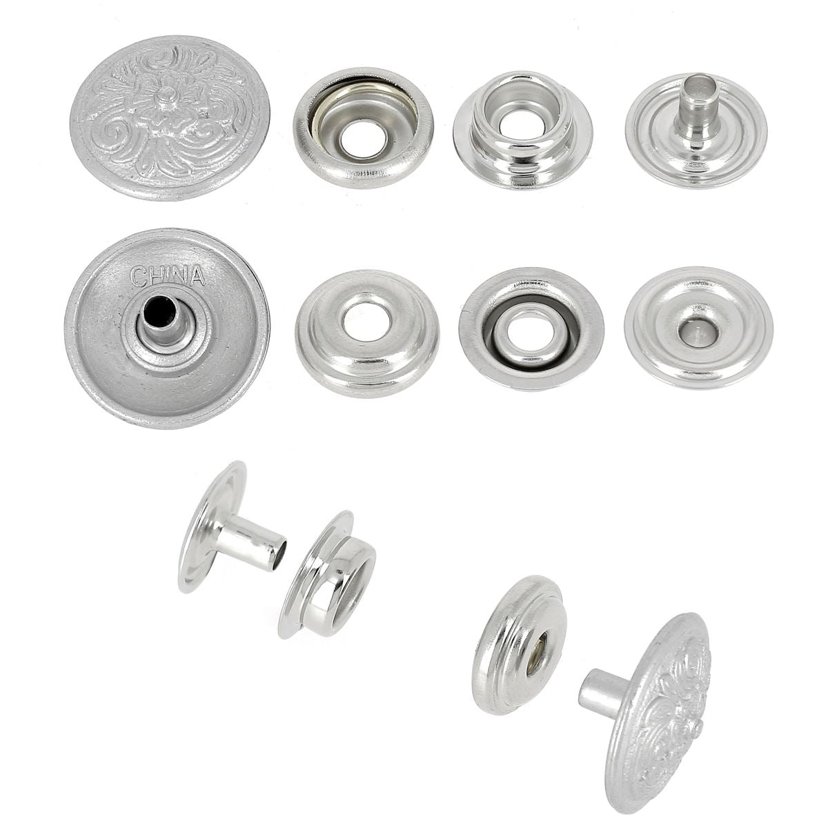 Bouton pression - motif floral