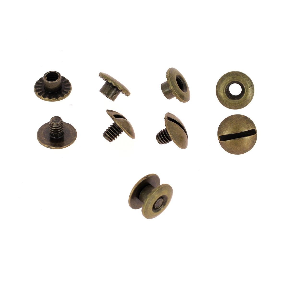 Vis Chicago avec tête fendue et trou – fixation pour cuir - Laiton  vieilli