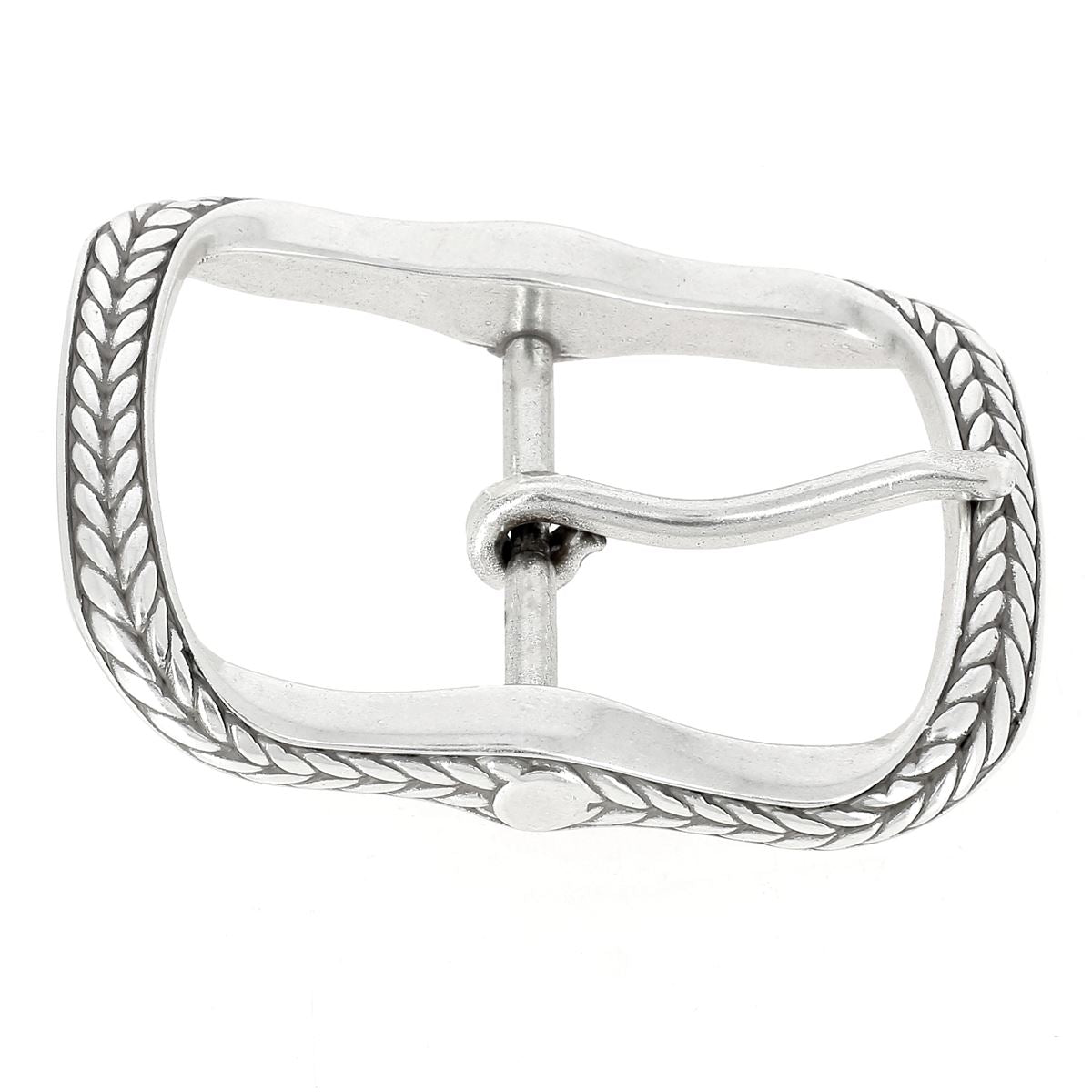 Boucle de ceinture effet tressé - argent vieilli