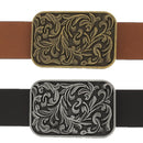 Ceintures en cuir avec boucle style Sheridan : motifs floraux en relief
