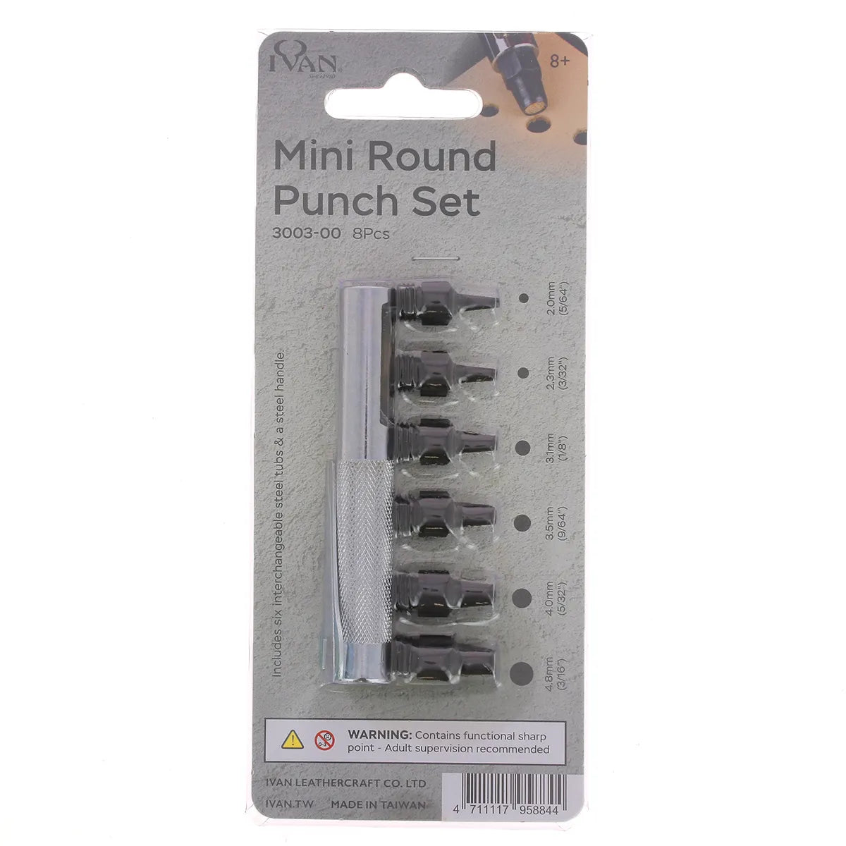 Emballage emporte-pièces ronds pour cuir de 2 à 4,8 mm  - Ivan 3003-00